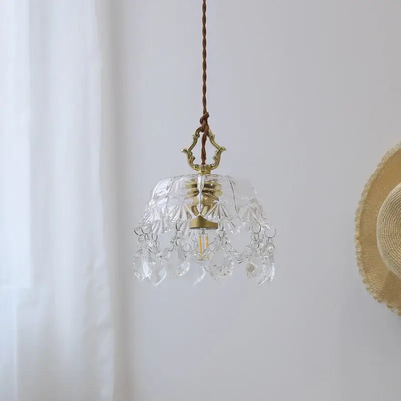 Modern crystal glass led pendant lamp – dining room brass light