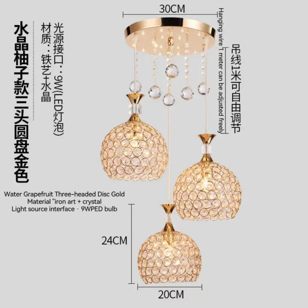 Modern crystal gold ceiling chandelier hall luxury led pendant light