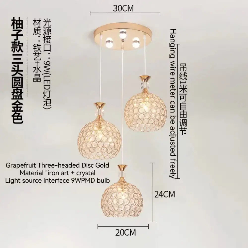 Modern crystal gold ceiling chandelier hall luxury led pendant light