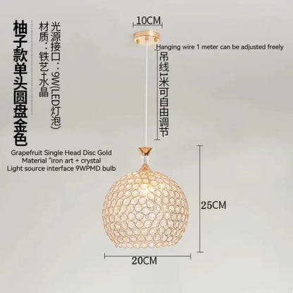 Modern crystal gold ceiling chandelier hall luxury led pendant light