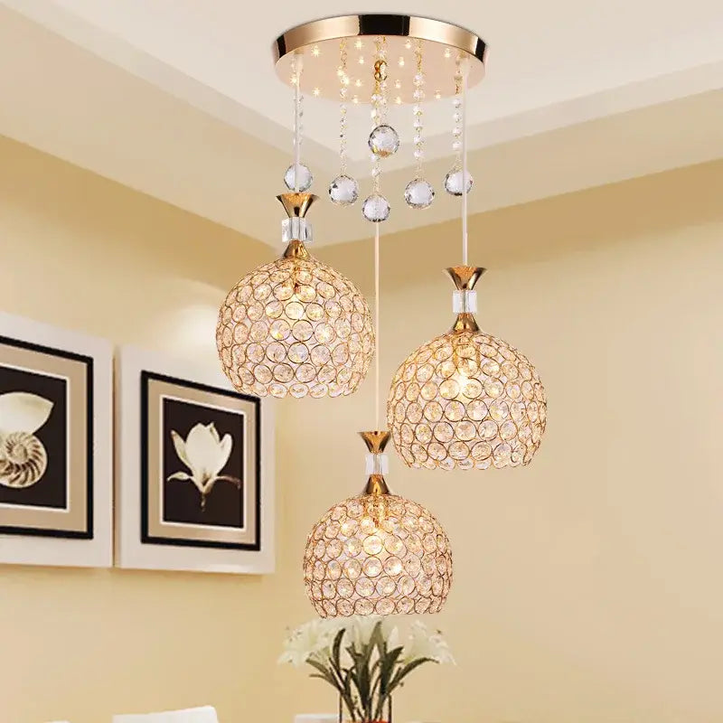 Modern crystal gold ceiling chandelier hall luxury led pendant light