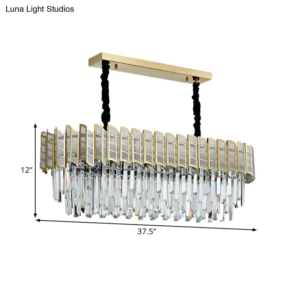 DecorBites™ Modern Crystal Gold Island Pendant Light with 10 Elliptical Bulbs