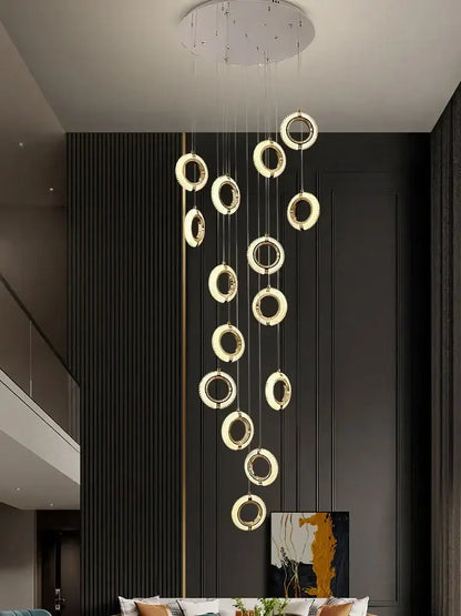Modern crystal gold led chandelier dining room ring pendant light