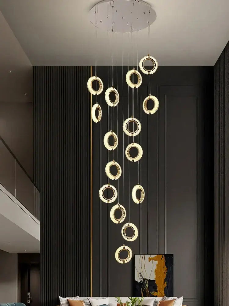 Modern crystal gold led chandelier dining room ring pendant light