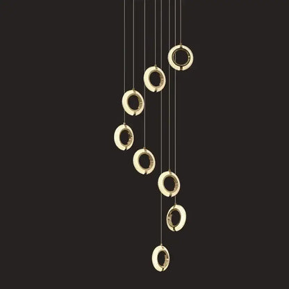 Modern crystal gold led chandelier dining room ring pendant light