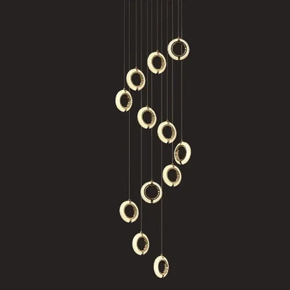 Modern crystal gold led chandelier dining room ring pendant light