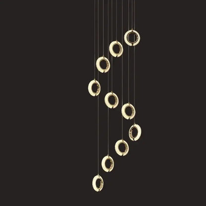 Modern crystal gold led chandelier dining room ring pendant light