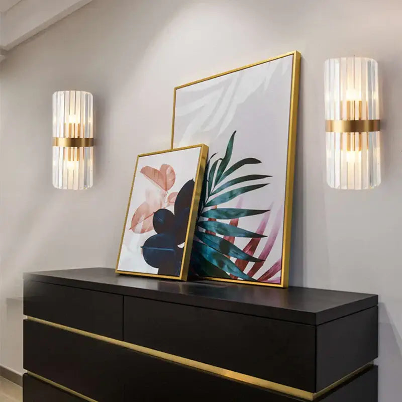 Modern crystal gold led wall lamp for bedroom lighting
