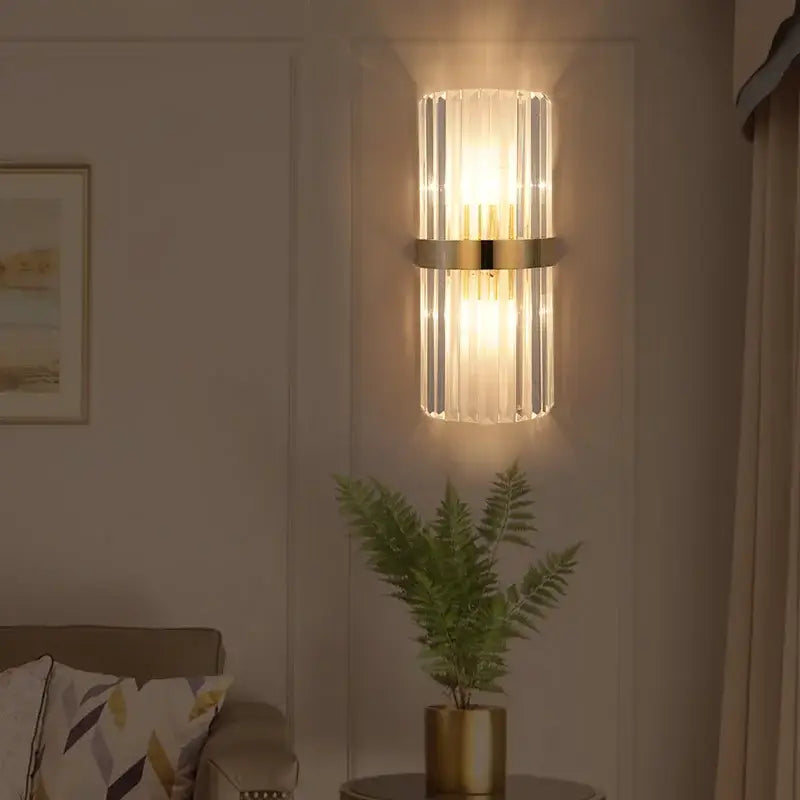 Modern crystal gold led wall lamp for bedroom lighting
