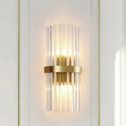 Modern crystal gold led wall sconce bedroom glass rod lighting fixture
