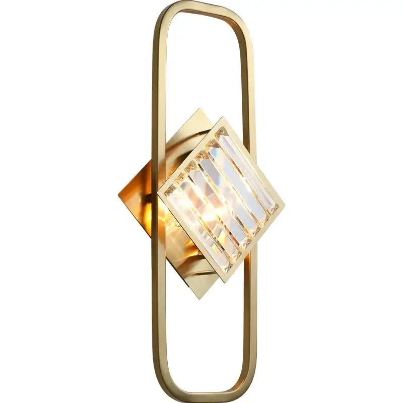 Modern crystal gold wall lamp bedroom sconce with glass shade