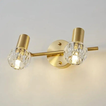 Modern crystal gold wall lamp for bedroom with globe shades