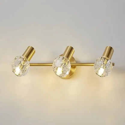 Modern crystal gold wall lamp for bedroom with globe shades