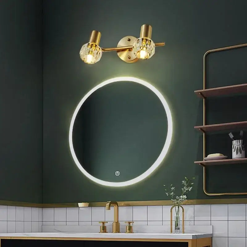 Modern crystal gold wall lamp for bedroom with globe shades