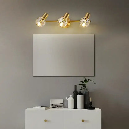 Modern crystal gold wall lamp for bedroom with globe shades