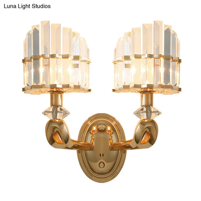 DecorBites™ Modern Crystal Gold Wall Lamp - Geometric Design with LED Lighting - Perfect for Living Room