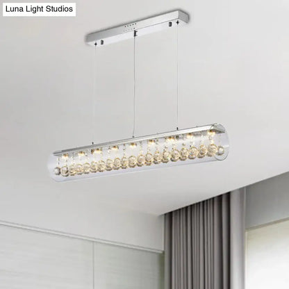 Modern crystal horizontal cylinder pendant light dining room crystal ball