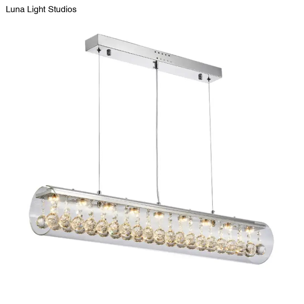 Modern crystal horizontal cylinder pendant light dining room crystal ball