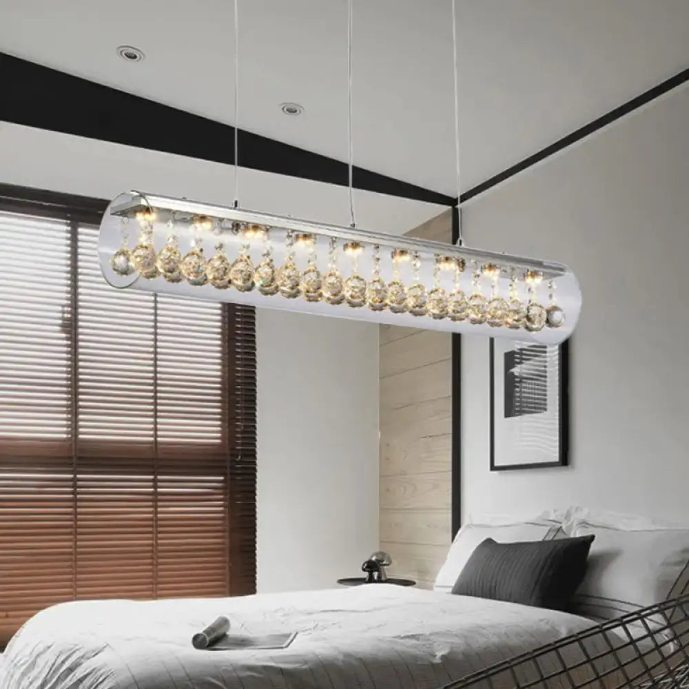 Modern crystal horizontal cylinder pendant light dining room crystal ball