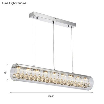 Modern crystal horizontal cylinder pendant light dining room crystal ball