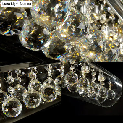Modern crystal horizontal cylinder pendant light dining room crystal ball