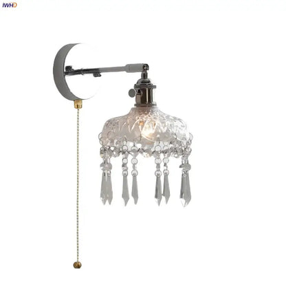 Modern crystal iron led wall light bedroom sconce