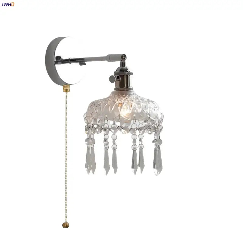 Modern crystal iron led wall light bedroom sconce