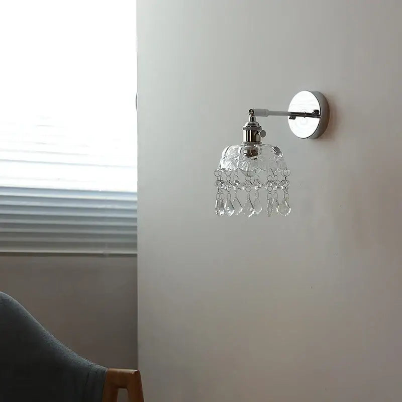 Modern crystal iron led wall light bedroom sconce