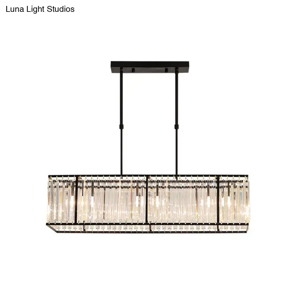 Modern crystal island light black & gold dining room rectangle shade