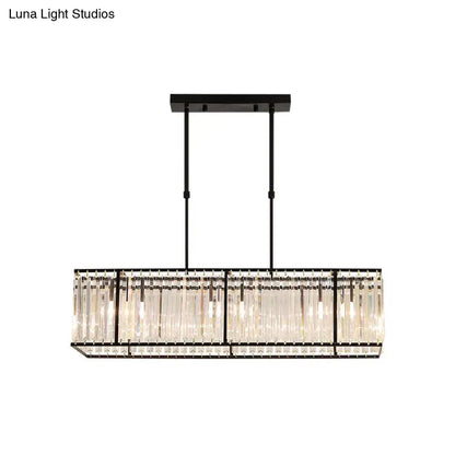 Modern crystal island light black & gold dining room rectangle shade