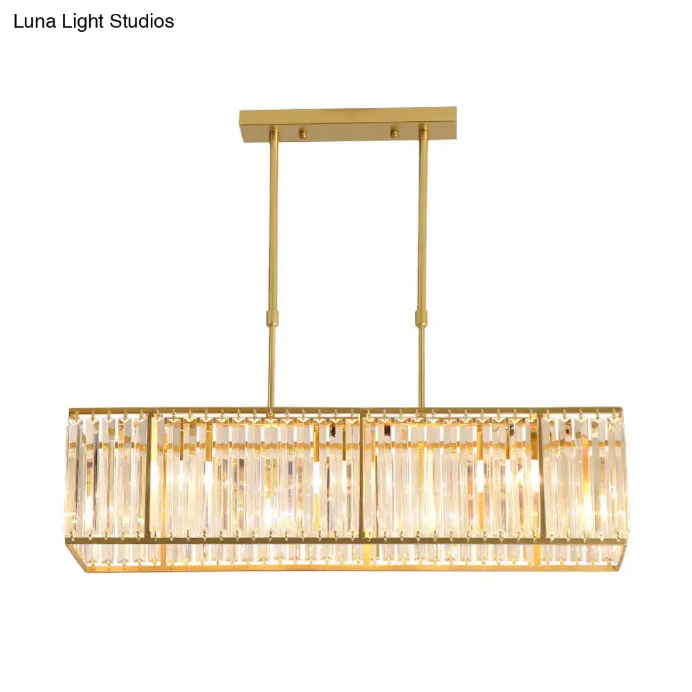 Modern crystal island light black & gold dining room rectangle shade