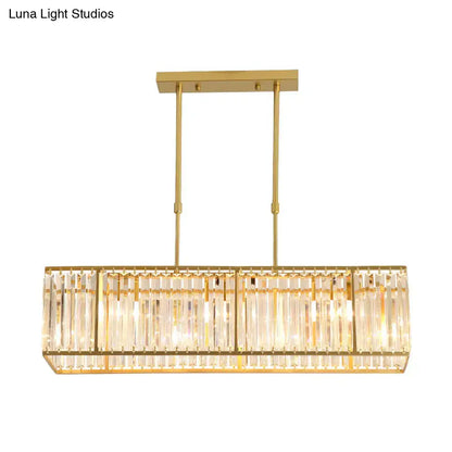 Modern crystal island light black & gold dining room rectangle shade