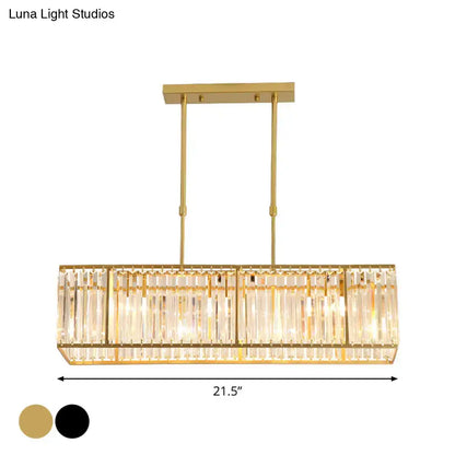 Modern crystal island light black & gold dining room rectangle shade