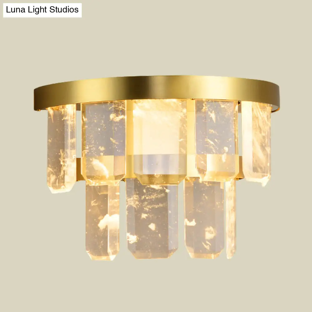 DecorBites™ Modern Crystal LED 2-Layer Hallway Sconce Wall Mount Lamp in Brass