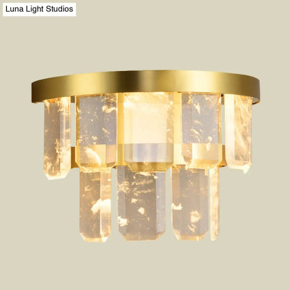 DecorBites™ Modern Crystal LED 2-Layer Hallway Sconce Wall Mount Lamp in Brass