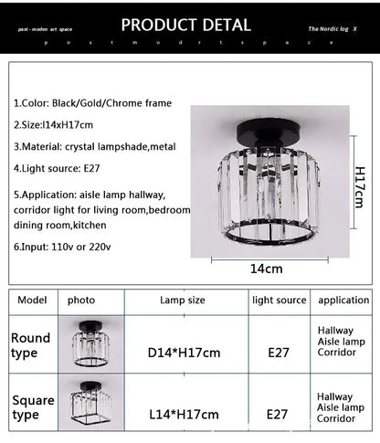 Modern crystal led ceiling light black cube fixture for kitchen