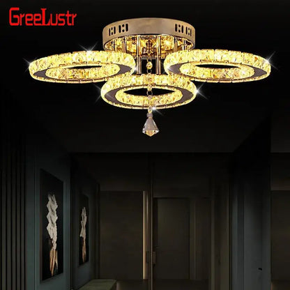 Modern crystal led ceiling light – living room ring chandelier