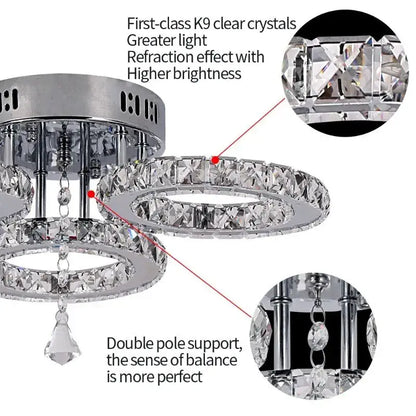 Modern crystal led ceiling light – living room ring chandelier