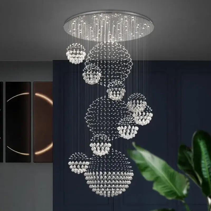 Modern crystal led chandelier – large villa kitchen ceiling light