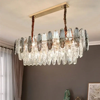 Modern crystal led chandeliers for dining room glass prism light
