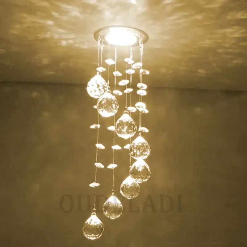 Modern crystal led downlight – living room teardrop ceiling lamp