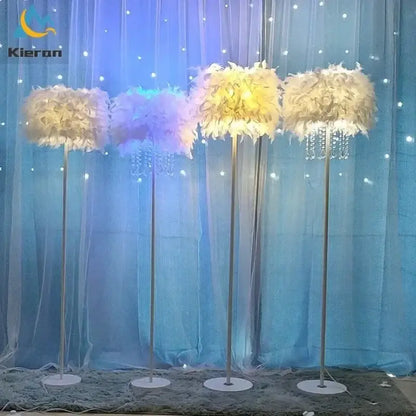 Modern crystal led feather floor lamp living room light