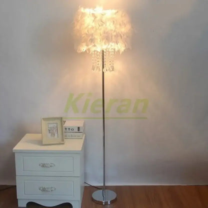 Modern crystal led feather floor lamp living room light