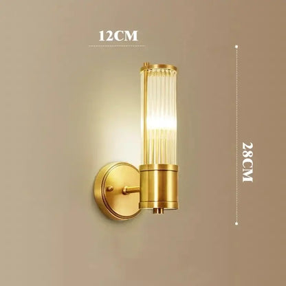 Modern crystal led gold wall sconce bedroom glass rod light