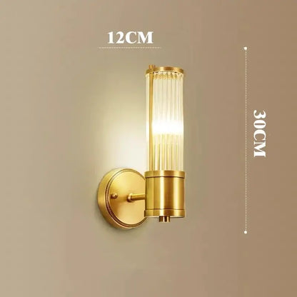 Modern crystal led gold wall sconce bedroom glass rod light