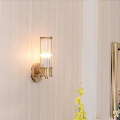 Modern crystal led gold wall sconce bedroom glass rod light