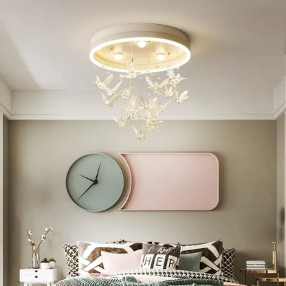 Modern crystal led hummingbird chandelier bedroom ceiling light