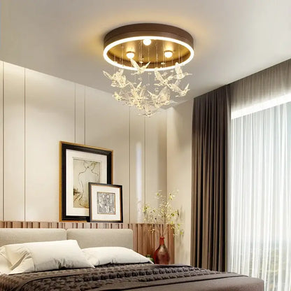 Modern crystal led hummingbird chandelier bedroom ceiling light