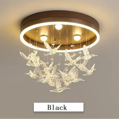 Modern crystal led hummingbird chandelier bedroom ceiling light