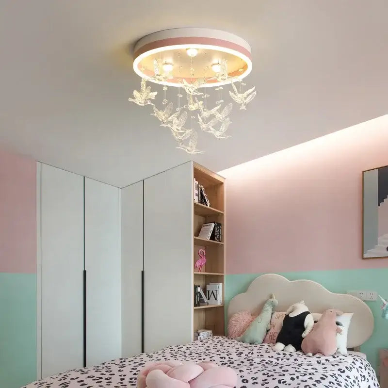 Modern crystal led hummingbird chandelier bedroom ceiling light
